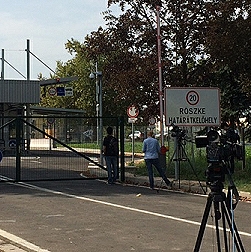 Filming on the Hungarian-Serbian border.
